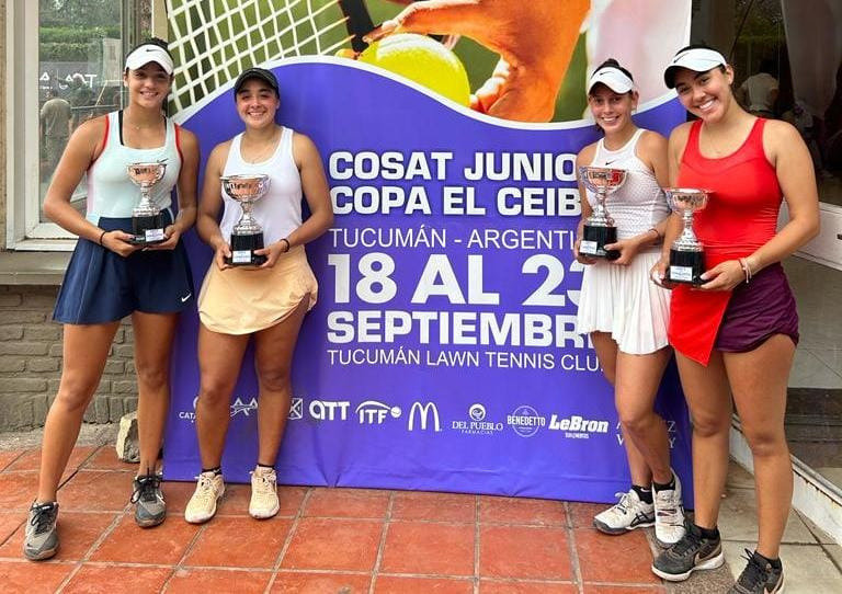 Cuatro bolivianas que ganaron los torneos de dobles.